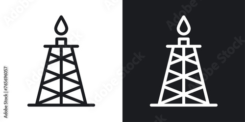 Shale Gas Extraction and Rig Icons. Natural Gas Industry and Resource Symbols. photo