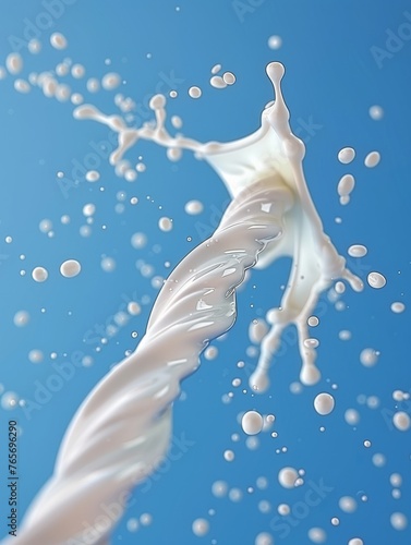 A Splash of Milk on a Blue Background © jiawei