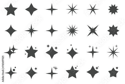 Cool Sparkle Icons Collection. Shine Effect Sign Vector Design. Retro futuristic sparkle. Templates for design  posters  projects  banners  logo