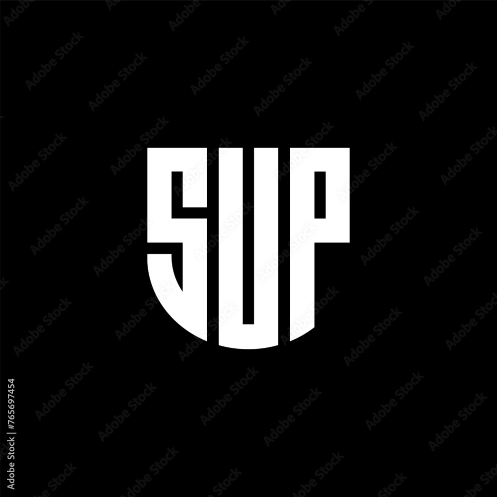 SUP letter logo design with black background in illustrator, cube logo ...