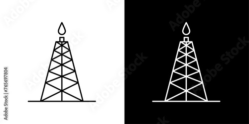 Shale Gas Rig and Natural Extraction Icons. Energy Resource and Gas Production Symbols. photo