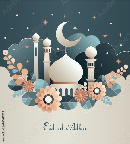 beautiful stylish card for the holiday of Eid al-Adha vector drawing