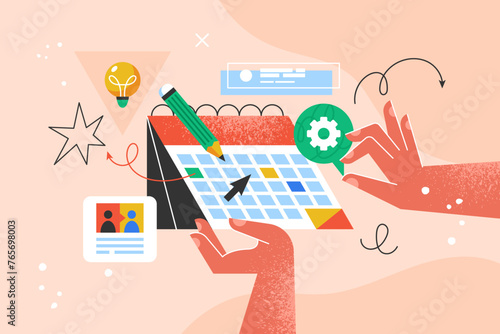 Modern creative concept for calendar event and schedule  organizer planner. Business vector illustration for social media, banner or presentation template