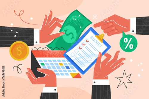 Modern creative concept for budget planning and financial management. Business vector illustration for social media, banner or presentation template