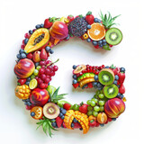 Vitamin Rich Assortment of Tropical Fruits Forming a Letter 'G'
