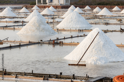 Jingzaijiao Tile paved Salt Fields in Tainan of Taiwan photo