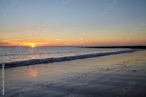 Sonnenuntergang am Strand, Insel Borkum, Niedersachsen, Deutschland, Niedersachsen