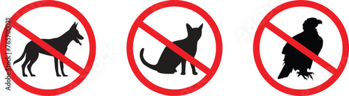 No cat, dog, bird allowed sign. no cat silhoette sign logo vector. photo