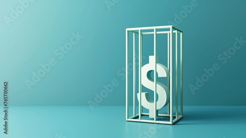 Dollar symbol in a cage with copy space 