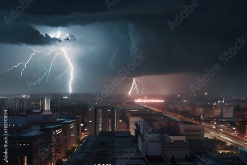 lightning in the city photo