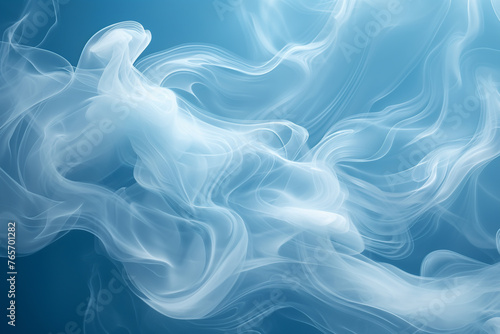 White smoke wave art in blue background.