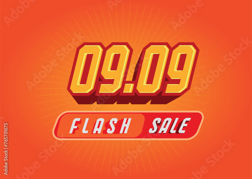 09.09 sales event and promotion, text with 3D effect.