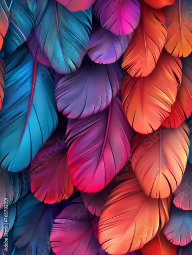 A colorful image of many different colored feathers © hakule