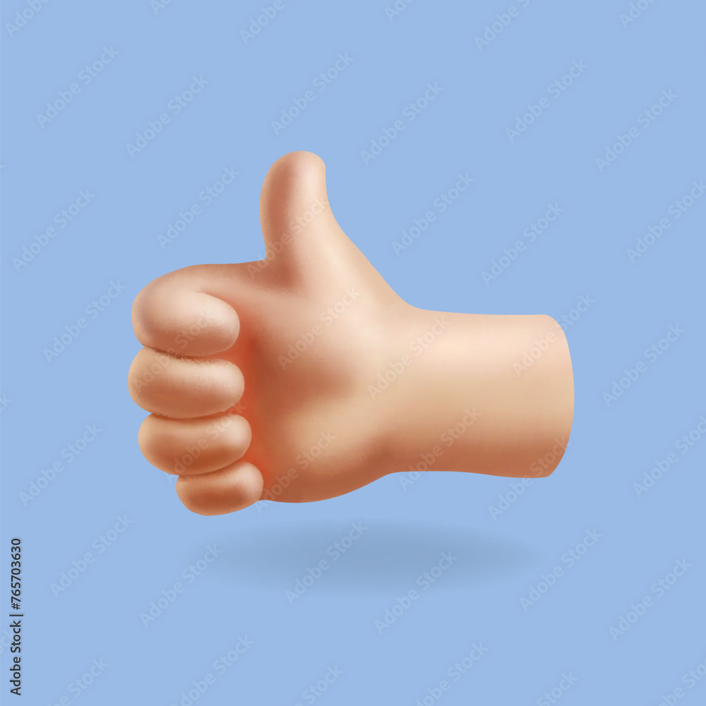 Cartoon thumb up hand, Like gesture isolated on blue background. Like sign, good feedback icon. Vector 3d illustration Cartoon thumb up hand, Like gesture isolated on blue background. Like sign, good feedback icon. Vector 3d illustration