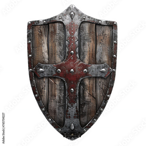 knight shield on a white background, AI Generative.