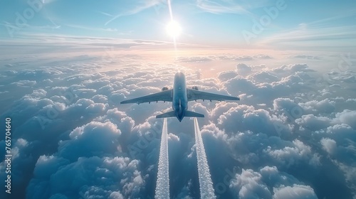Plane Flying Through Cloudy Sky With Smoke Trail