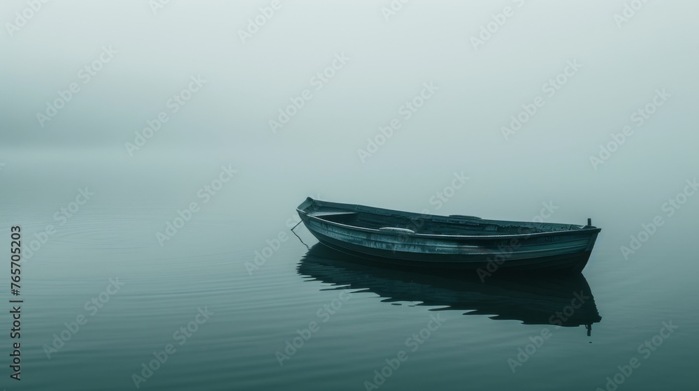 A small white boat is floating in the water