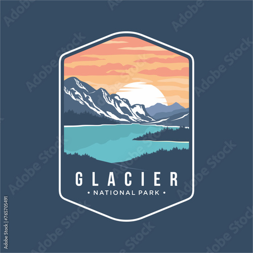 Glacier National Park Emblem patch logo illustration