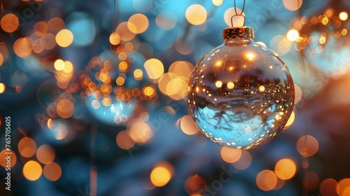 Close Up of Christmas Ornament Hanging From Tree