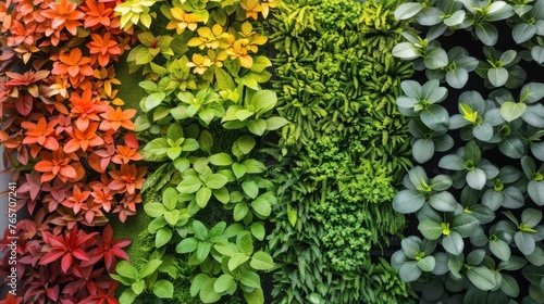 Various Green Plants Growing on a Wall