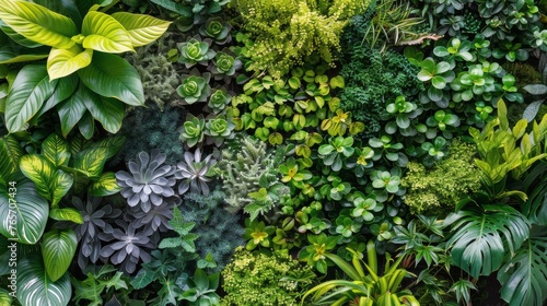 Various Green Plants Growing on a Wall