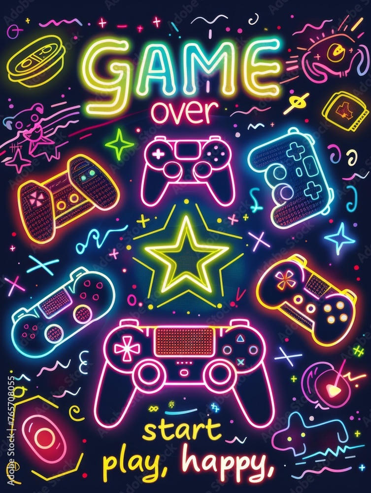 A neon sign that says Game Over