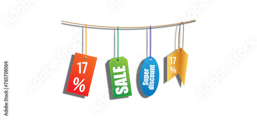 17% promotion sale label best offer free vector