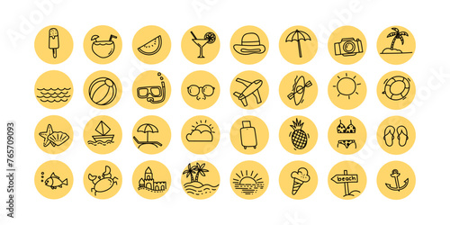 Tour, travel, vacation icon outline set vector illustration.