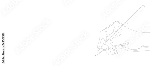 continuous line art of hand drawing a line with a pen