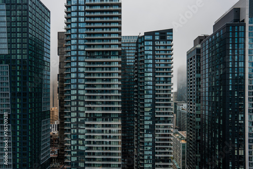 panorama of big city with modern skyscrapers buildings from glass and steel  downtown district of Toronto