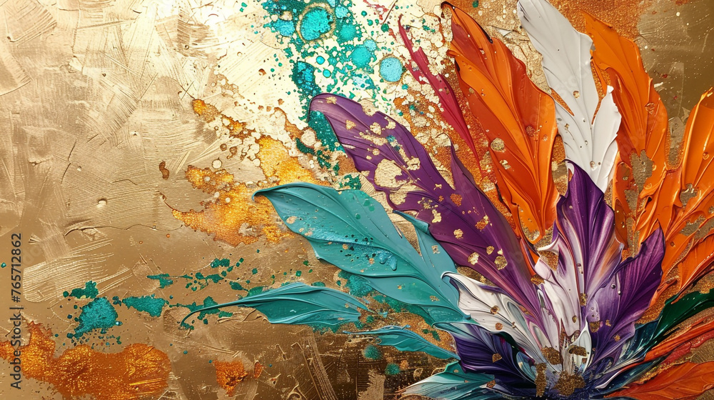 Several colors of liquid resin are mixed unevenly to form a wavy pattern of colors.