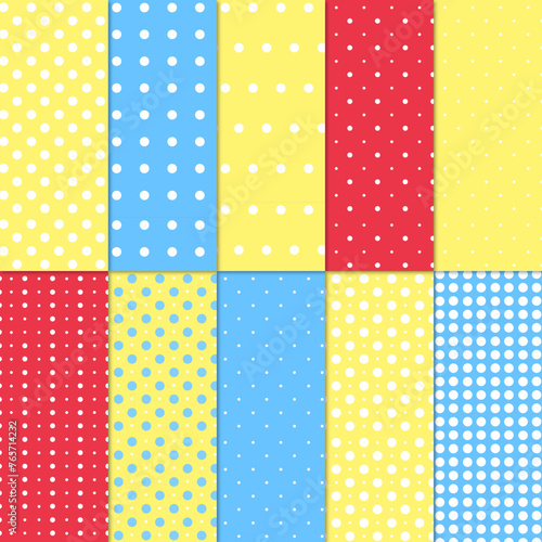polka-dots red yellow blue