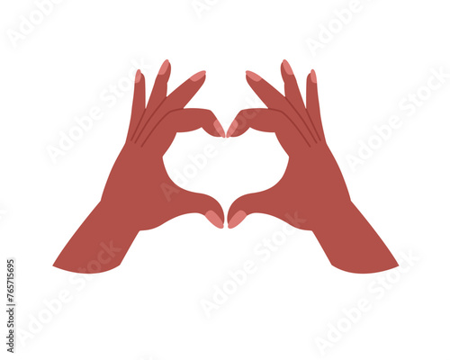 Two hands in the shape of a heart. Concept symbol of love, support, family, trust, romance. Vector illustration in flat style