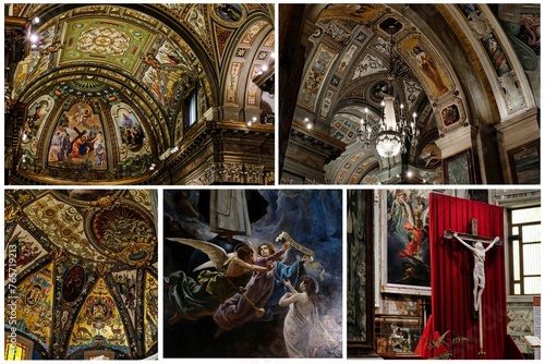The interior of the beautiful Sanctuary of the Blessed Virgin Mary of the Holy Rosary of Pompeii (Italy), one of the most important Catholic sanctuaries in the world