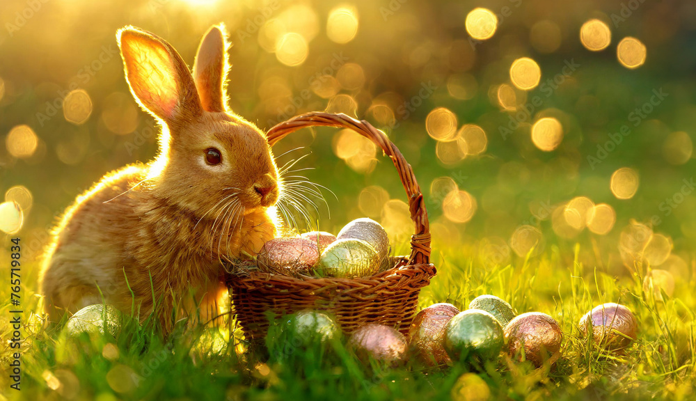 easter bunny with easter eggs