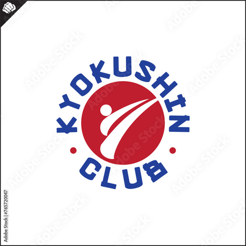 Martial arts, kyokushin karate colored symbol, logo creative design emblem. Vector