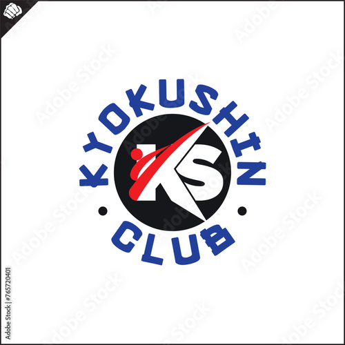 Martial arts, kyokushin karate colored symbol, logo creative design emblem. Vector