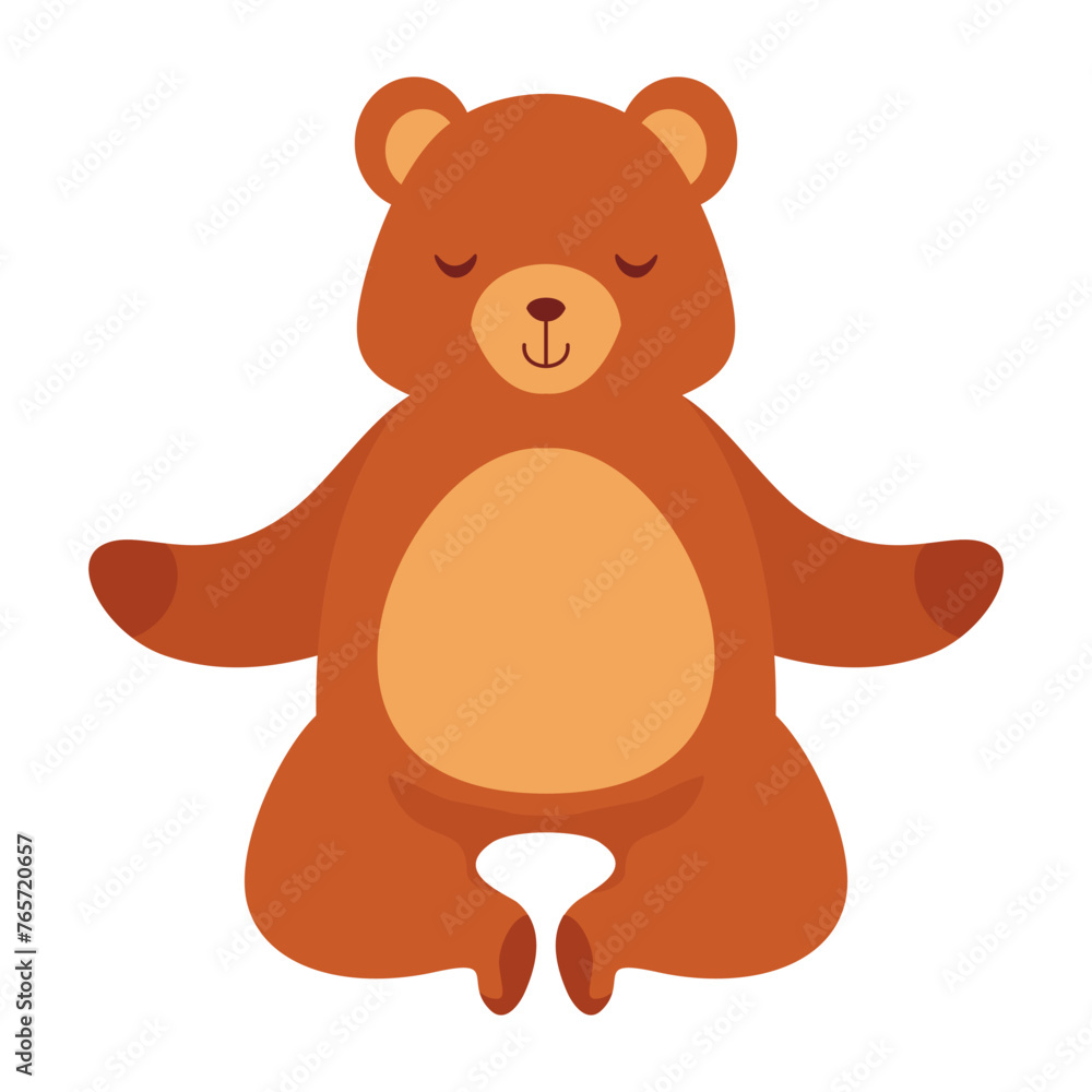 Obraz premium Vector bear is meditating animal cartoon