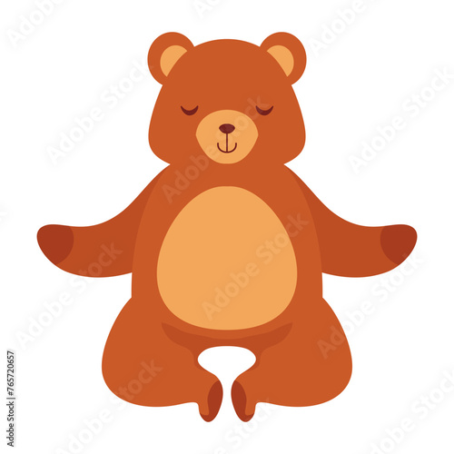 Vector bear is meditating animal cartoon