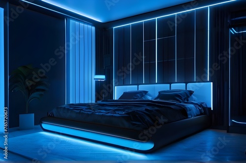 Modern and luxury smart house interior bed room photo