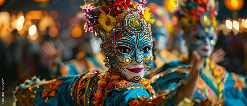 Fototapeta premium Cultural festivals with elaborate costumes and lively dances