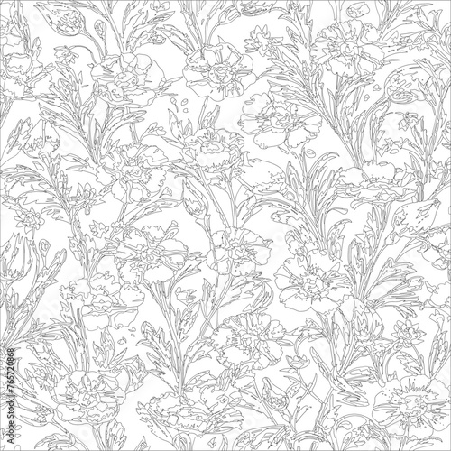 Pattern flower floral spring blossom illustration vector fabric textile design leaf leaves © Sabri