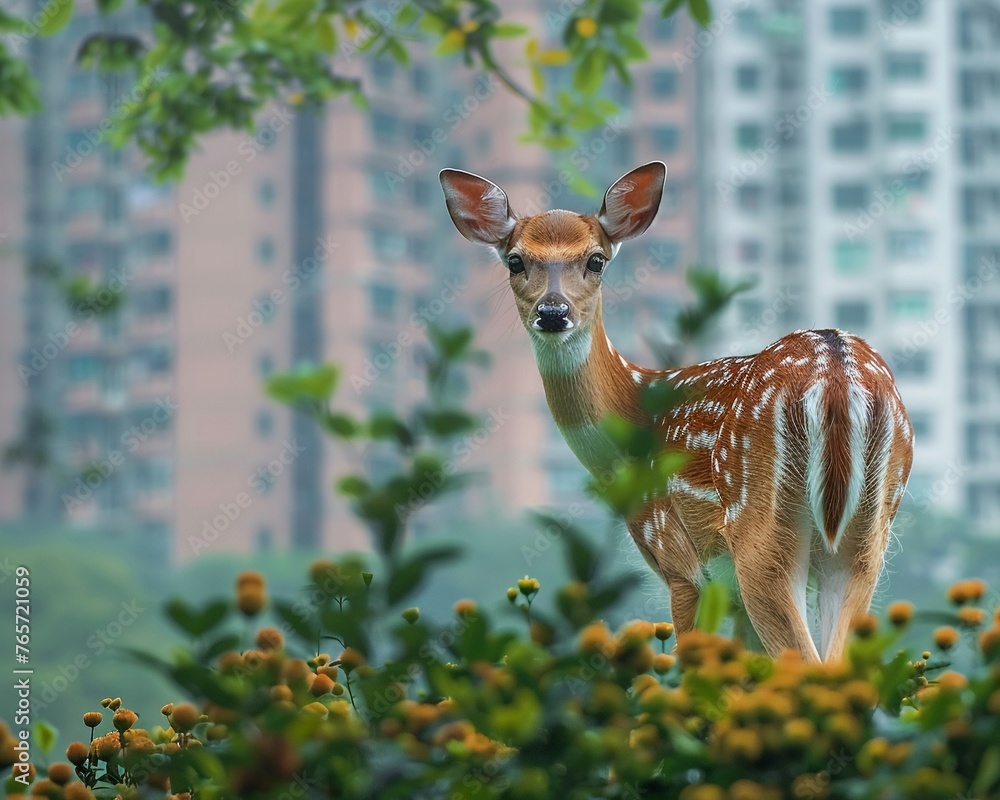 Obraz premium Encountering the wonders of urban wildlife amidst city living