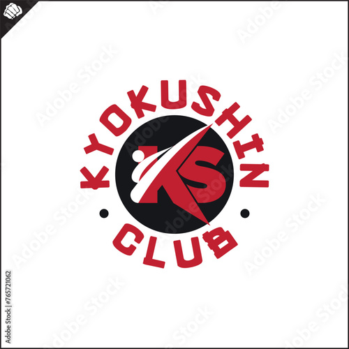 Martial arts, kyokushin karate colored symbol, logo creative design emblem. Vector