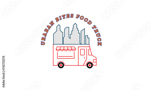 urban bites, food truck,  logo,  sandwich, burger, cityscapes,