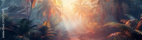 Virtual reality world inspired by the vibrant colors of a tropical rainforest photo