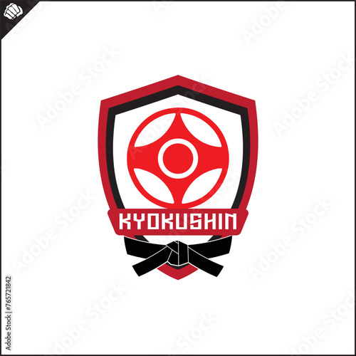 Martial arts, kyokushin karate colored symbol, logo creative design emblem. Vector