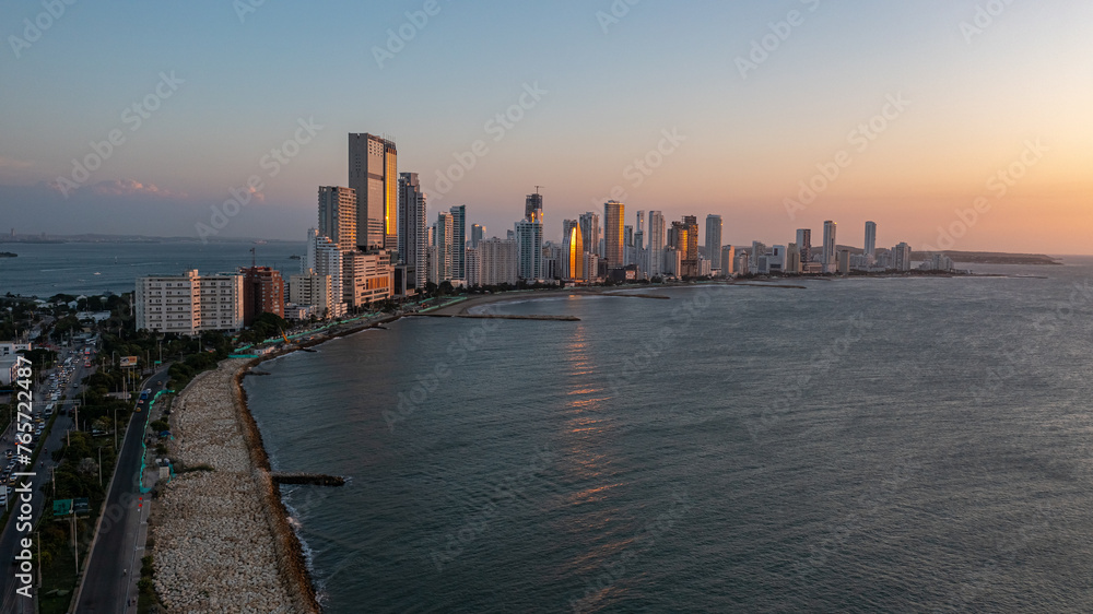 Bocagrande, Cartagena, Colombia at sunset
