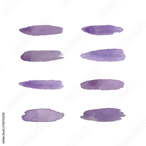 Watercolors blot. Abstract purple set. Abstract stain. Isolate on white background. Colorful watercolor splashes.