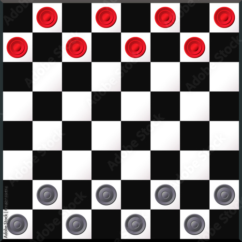 Checkerboard or Checkers game. Board game concept